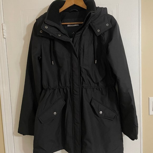 Abercrombie Black Winter Parka Jacket NWOT - Picture 4 of 9